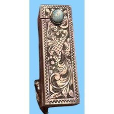 Vintage Lipstick Holder 800 Silver Case Blue Cabochon Etched 32gm picture