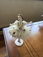 Vintage Aelteste Volkstedt Germany Dresden Lace Ballerina Porcelain Figurine picture