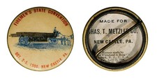 Antique 1900 Celluloid Pinback Horse-Drawn Fire Wagon New Castle, PA Convention picture