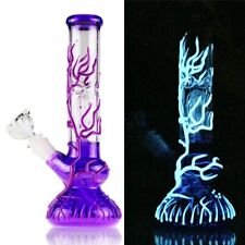 RORA 10'' Purple Glass Bong Water Pipe Glass Hookah Heavy Smoking Bong with Bowl picture
