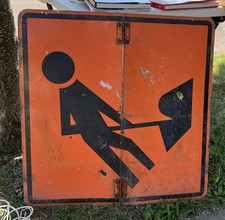 Vintage Folding Steel MEN  WORKING Stick Figure Man Cave Garage Workshop Decor picture