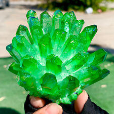 304G Clear and beautiful green quartz crystal cluster specimen picture