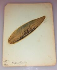 1912 Hand Painted White Star Castle RMS Express Ship Signed Ostrich Feather RARE picture