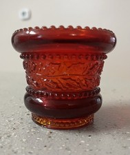 Summit Art Glass Red Holly Band Toothpick Holder Beaded Holly Match Holder GLOWS picture