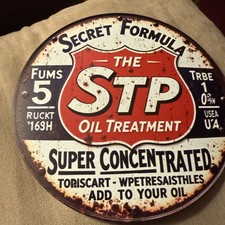 Vintage 1960'S STP Secret Formula Oil Treatment Metal Tin 8”x 8” picture
