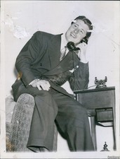 1939 Don Ameche Screen Star Suite Hotel Statler On Phone Vintage Press Photo 6x8 picture