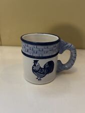 Vintage Mann Blue Rooster Ceramic Coffee Mug Hand Painted picture