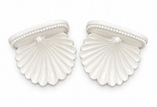 Vintage Molded Fluted Scallop Seashell Shaped White Shell Wall Shelves Sconces picture