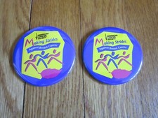 Vtg American Cancer Society Making Strides Against Breast Cancer 2 Buttons Pins picture