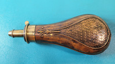 Rare Panel Style Bartram &Co Nimrod Black Powder Flask Riling 540 c.1850 TR1849 picture