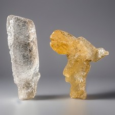 “Twin Nirvana” Ganesh Himalayan Quartz Mini Pair Golden & Icy Etched Crystal picture