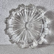 VTG Hazel Atlas Ashtray Clear Glass Nesting Slot 5” Fluted Round Art Deco MCM picture