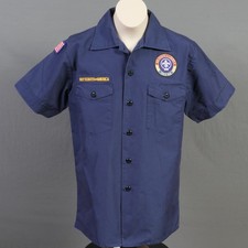 Boys Large Official BSA Boy Scout Cub Scout Short Sleeve Shirt ~ Blue     -0549 picture