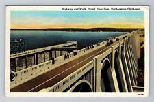 OK-Oklahoma, Highway And Walk, Grand River Dam, Antique, Vintage Postcard picture