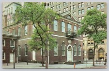 Congress Hall Philadelphia PA Dextone Postcard c.1950s John Adams Stamp picture