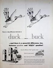 1951 Ethyl Gasoline Corporation Vintage 1950s Print Ad Difference Duck & Buck picture