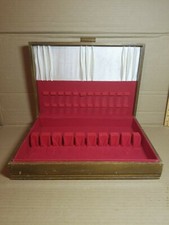 Vintage Dovetail Wood Flatware Silverware Chest Box Case Tarnish Resistant  picture
