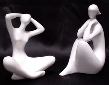 2 Vintage Mid Century MCM Royal Dux White Porcelain Nude Women Figurines picture