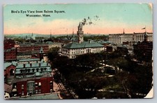 1912 Aerial View Salem Square Worcester Massachusetts MA Vintage Postcard picture
