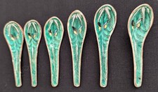 19th Century (6) Famille Verte Bok Choy Cabbage Leaf Butterfly Tea Spoons NICE picture