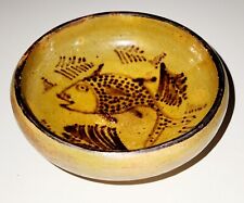 Vintage Miniature Clay Bowl With Hand Painted Fish Design picture