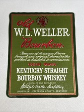 Rare 1950'S OLD W.L. WELLER BOURBON KENTUCKY STRAIGHT BOURBON WHISKEY LABEL picture