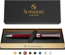 Scriveiner Deep Crimson Ballpoint Pen - Stunning Red Lacquer Luxury Pen, Chrome picture