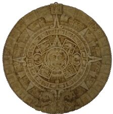 Vintage Hecho En Mexico Aztec Calendar tan Stone Wall Hanging Plaque 11.1/8