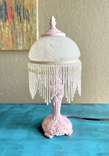 Vintage Victorian style Decorative Pink Metal Lamp w/ Glass Shade  picture