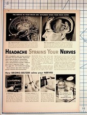 Vintage Bromo-Seltzer Print Ad 1930s Medical Brain Illustration Quack Medicine picture