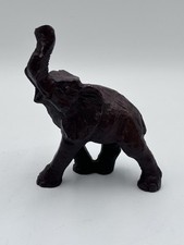 Vintage Red Mill Elephant Statue 6.5 Inch Tall Figurine Hand Carved Pecan Wood picture