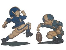 Vintage 1976 Homco USA Set Of  Metal Football Players Wall Art Boys Room.  A3.17 picture