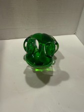 Rare Crystal Glass Green Frog Paperweight  Figurine Heavy  Art Decor 4