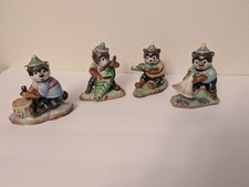 (4) VTG Orion Red Panda Bear Musician Figurines Morning Glory  Japan picture