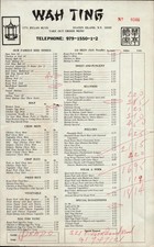 1970s WAH TING CHINESE RESTAURANT vintage take out menu STATEN ISLAND, N.Y.C. picture