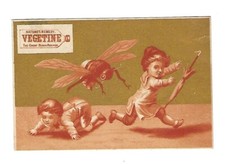 c1890's Victorian Trade Card Vegetine Blood Purifier, Large Bee Chasing Children picture