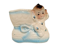 Vintage Rubens Originals Baby Boy Planter Vase Model #299B Blue Ceramic picture