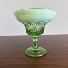 Antique EAPG Jefferson Adolescent, Green Sherbet Compote Footed Cup Fleur de Lis picture
