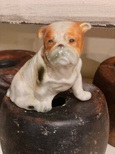 Vintage Porcelain Classic English Bulldog Sitting Figurine Brown/White picture