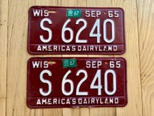 Pair of 1965 Wisconsin License Plates W/ 1967 Tabs picture