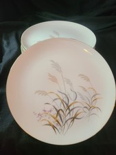 Summit Fine China Gold Trim Wheat Pattern Dinner Plates picture