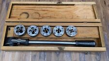 Vtg V Mac Pipe Drophead Threader Die Set Guilford CT w/ Wooden Box picture