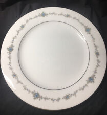 Lot Of 9 Noritake Glencoe 10.5” Dinner Plates Platinum Trim Blue Floral Pattern picture