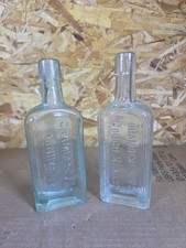 Antique Chamberlain’s Cough Remedy & Liniment Aqua Glass Bottles Lot of 2 picture