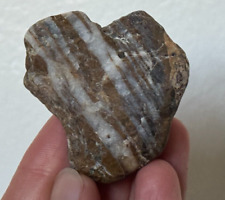 1 OZ GENUINE HEART-SHAPED STRIPED STONE WISHING FOR LOVE LINED BANDED LUCKY ROCK picture