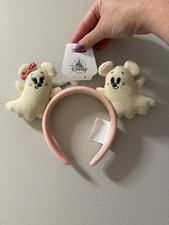 2025 Disney Parks Halloween Mickey & Minnie Mouse Ghost Ear Pink Headband - NWT picture