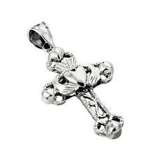 Oxidized 925 Sterling Silver Charming Claddagh Cross Pendant picture