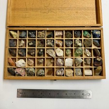 Antique 1887 George O Simmons Student Mineral Collection Box Set Dana 50 Rocks picture