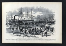 Leslie Civil War Print US Troops Landing Fort Walker Port Royal South Carolina picture