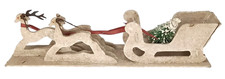 Antique 1940s Putz Sleigh & Reindeer Christmas Decoration Made In Germany picture